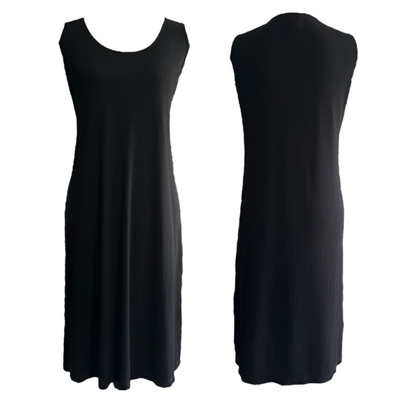 J. Jill Classic Black Jersey Midi Dress sz LP - Picture 9 of 10